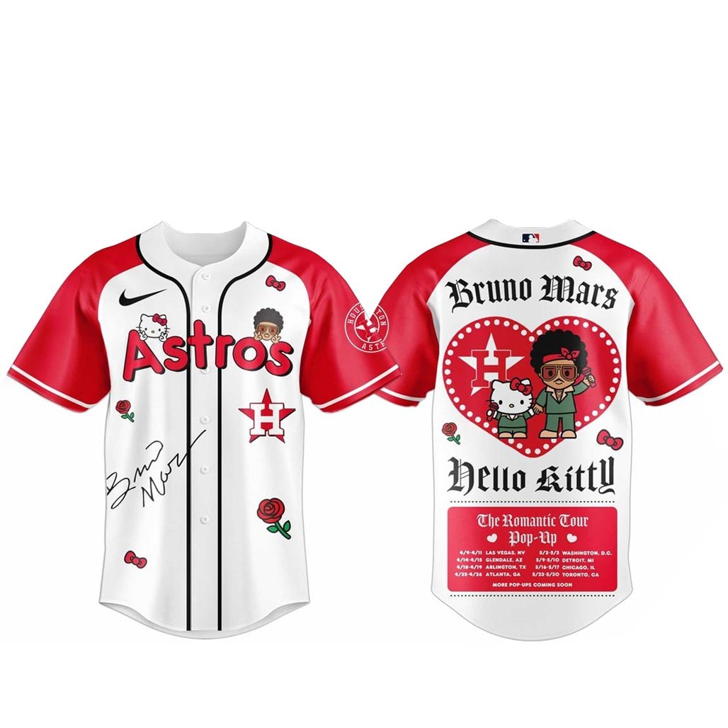 Baseball Team Bruno Mars x Hello Kitty 2026 The Romantic Tour Baseball Jersey