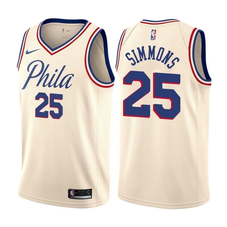 76ers Ben Simmons 25 City Edition Natural Multicolor Jersey Men's S-3XL