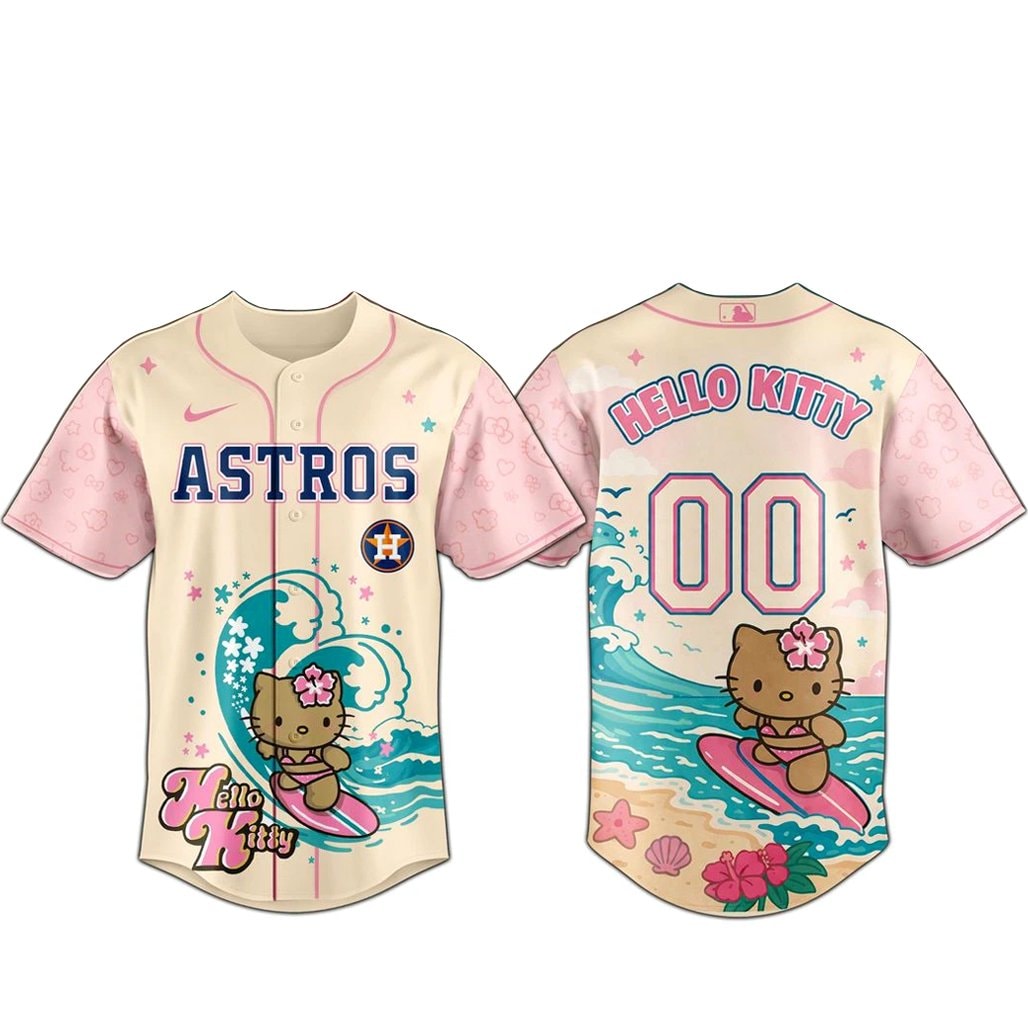 Custom Number Baseball Team x Hello Kitty Surfing Kawaii Summer 2026 Baseball Jersey