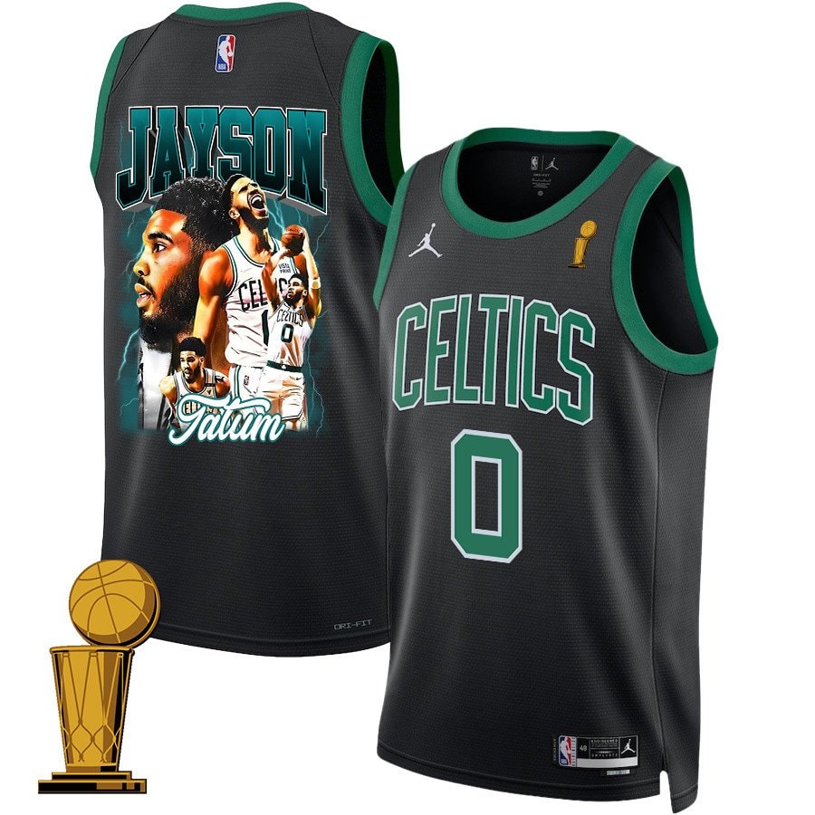 Jayson Tatum 0 Boston Celtics 2024 Legacy Legend Swingman Jersey Black Final Champions Patch