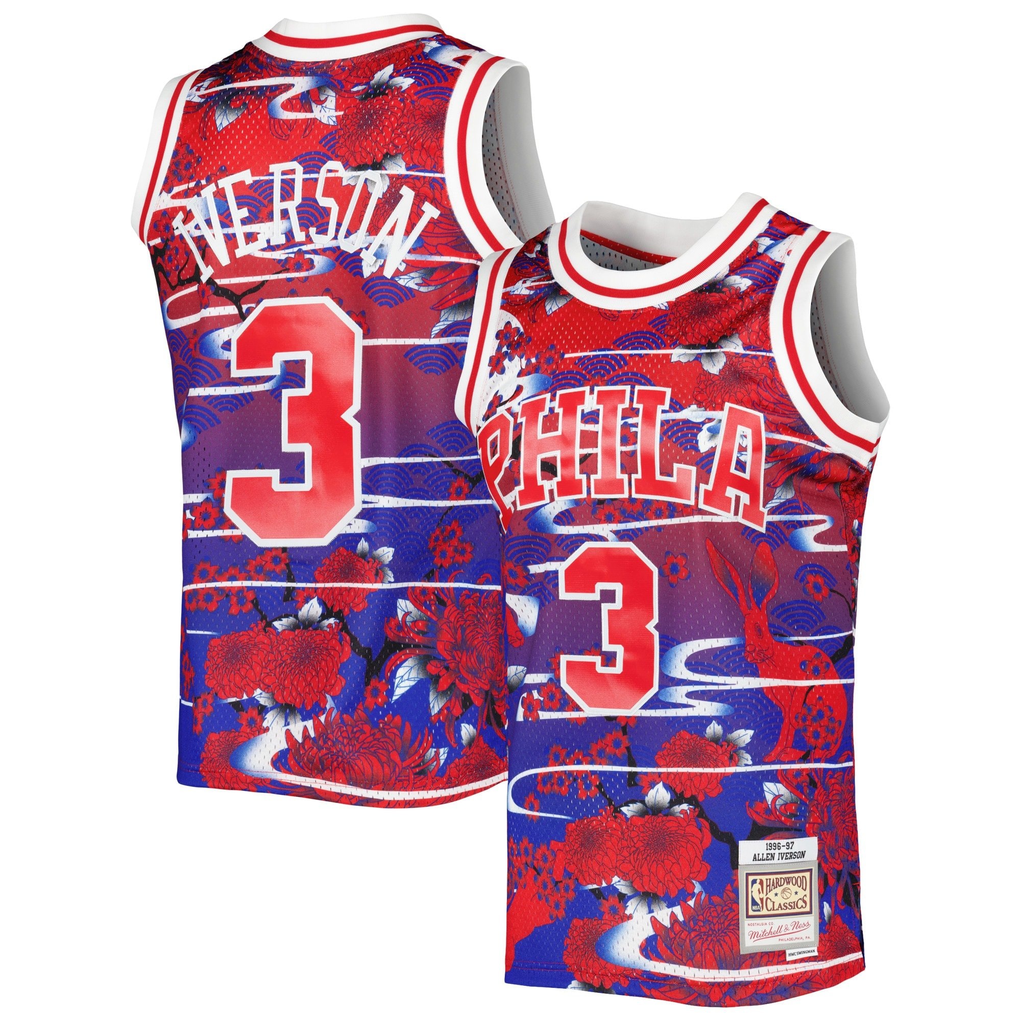 Men's Mitchell & Ness Allen Iverson Red Philadelphia 76ers 1996/97 Hardwood Classics Swingman Jersey