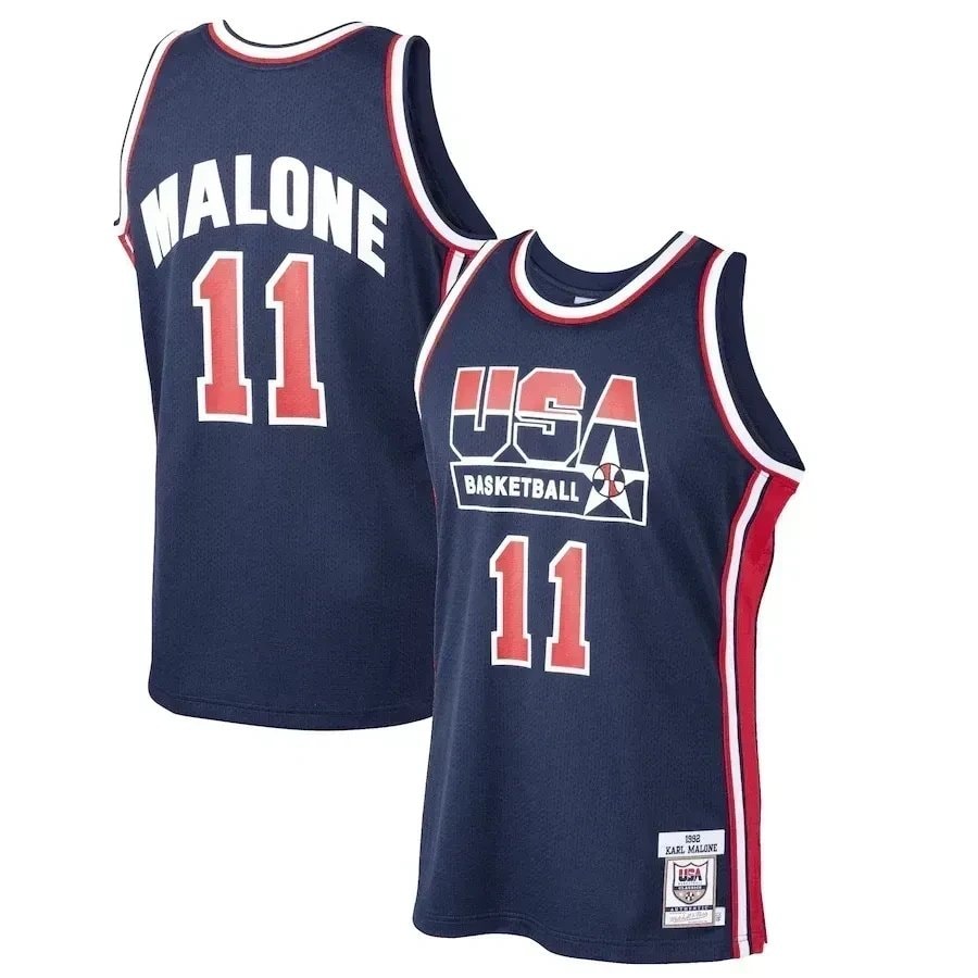 Karl Malone USA Basketball Mitchell & Ness 1992 Dream Team Jersey Navy