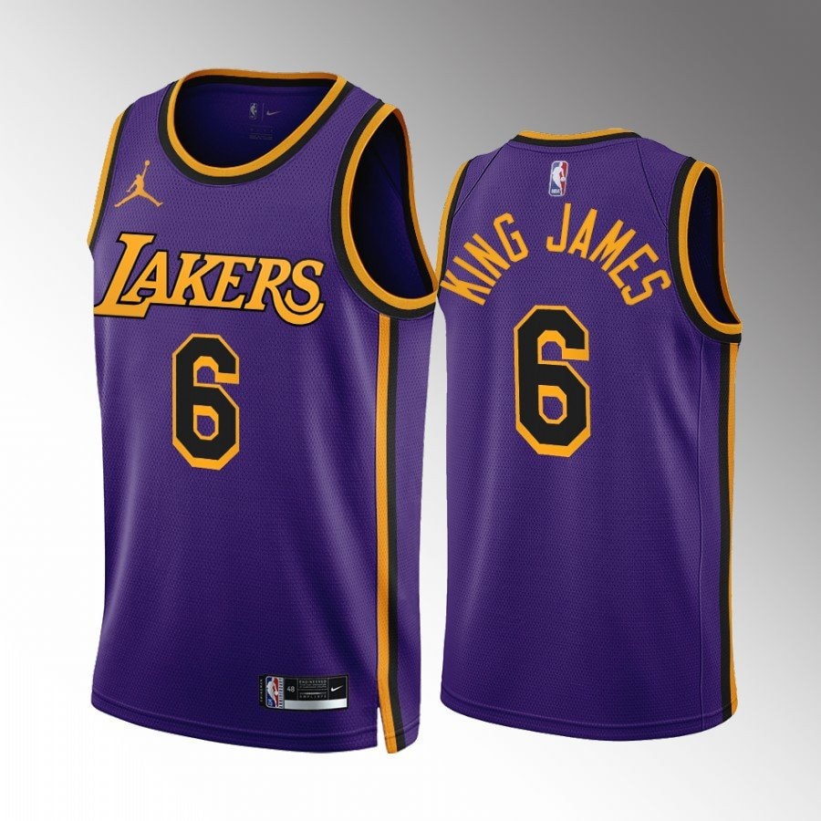 LeBron James King James 6 Basketball Team Purple Jersey Statement