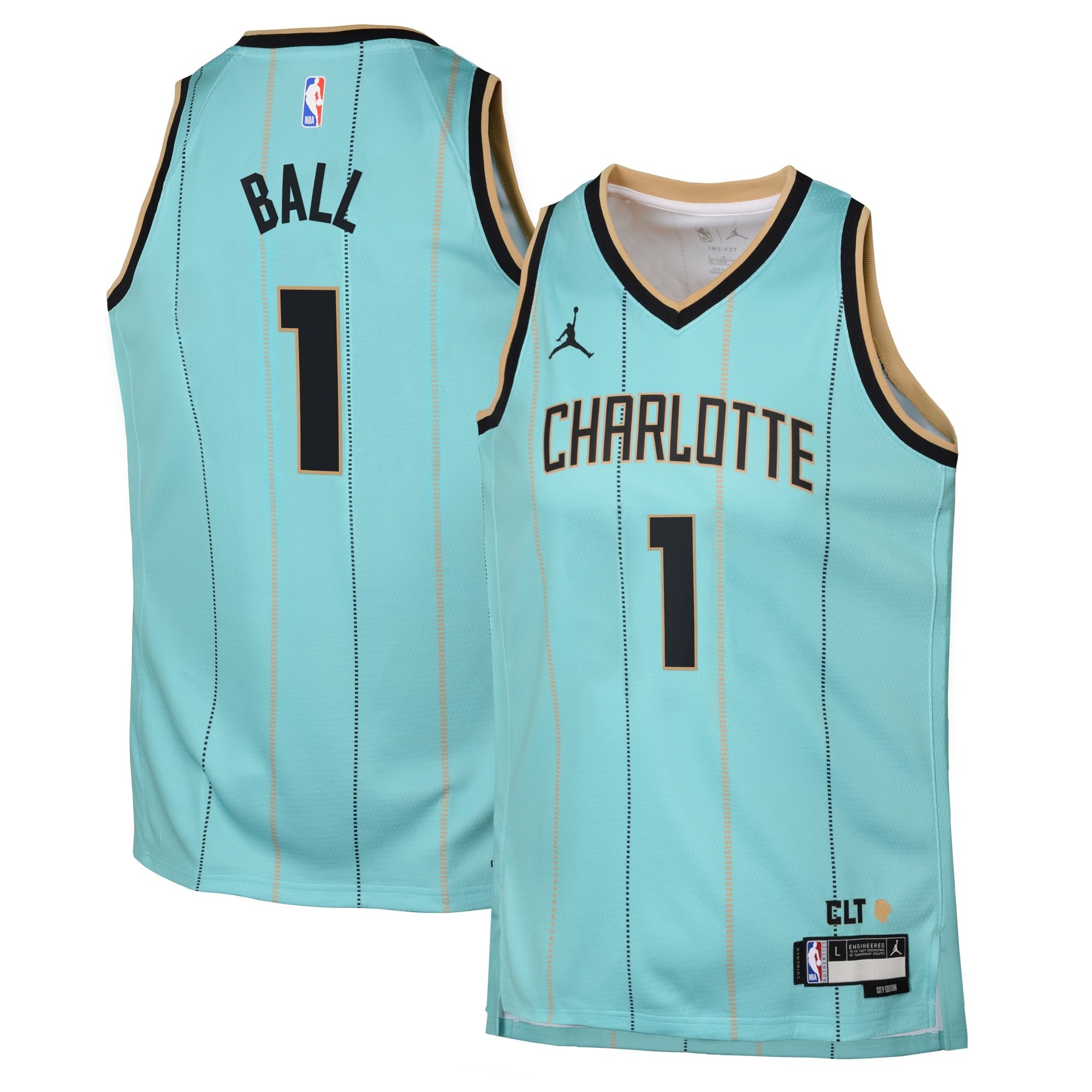 Charlotte Hornets Jordan Brand City Edition Swingman Jersey 2024 Teal LaMelo Ball Youth