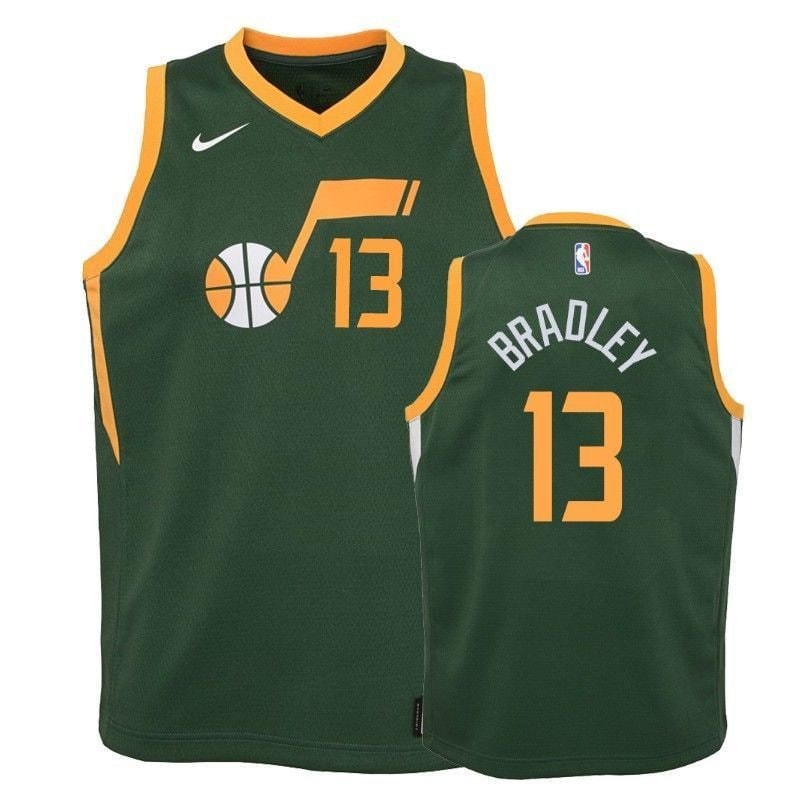 Youth Jazz Tony Bradley #13 Earned Green Multicolor Jersey S-3XL