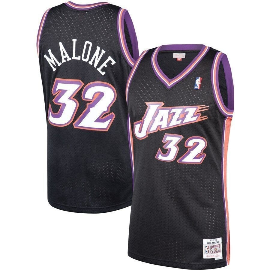 Karl Malone Utah Jazz Mitchell & Ness 1998-99 Hardwood Classics Swingman Jersey Black