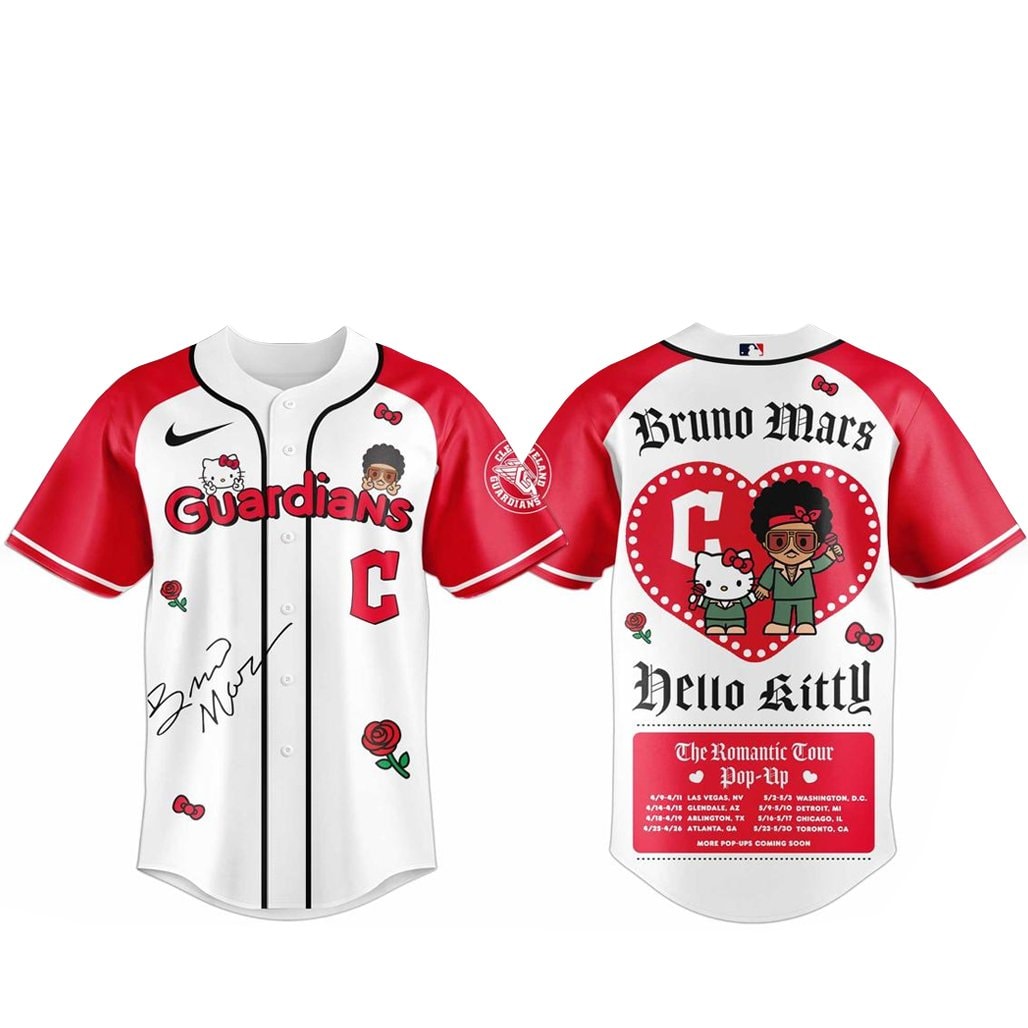 Baseball Team Bruno Mars x Hello Kitty 2026 The Romantic Tour Baseball Jersey