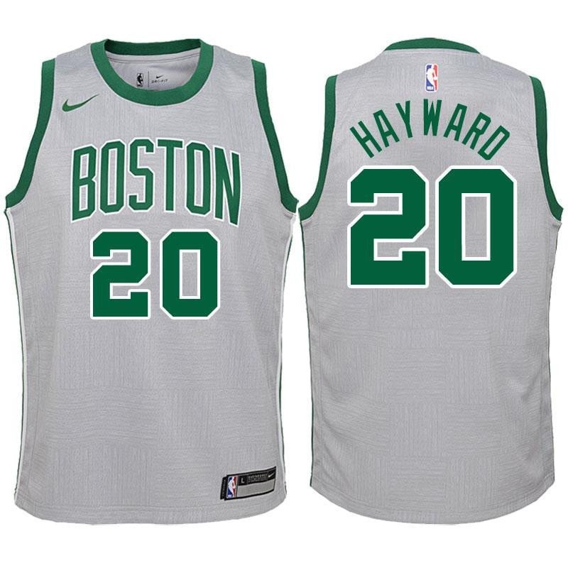 Youth Basketball Team 20 Gordon Hayward Gray Swingman Jersey-City Edition Jersey