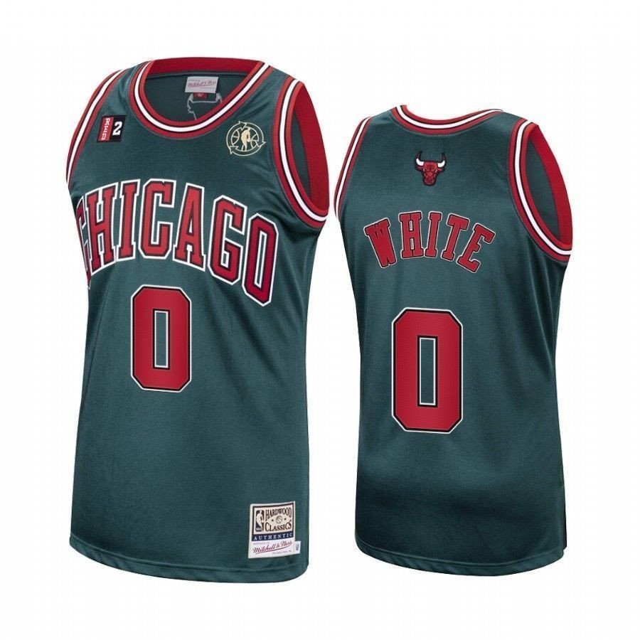 Men's Coby White Chicago Bulls Green Hardwood Classics Jersey