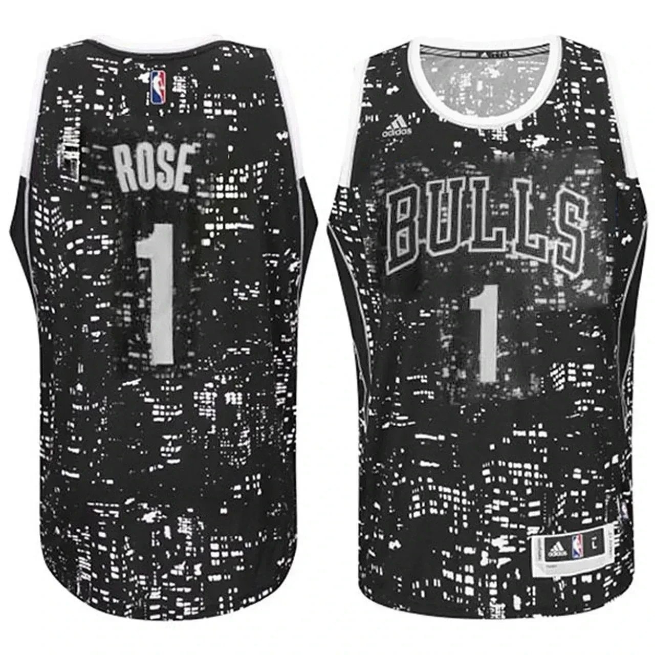Men's Chicago Bulls Derrick Rose City Lights Black Swingman Jersey