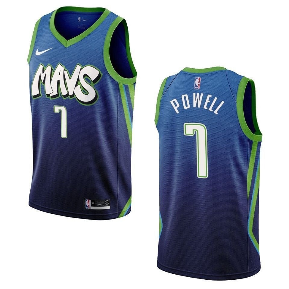Men's Dallas Mavericks 7 Dwight Powell City Edition Swingman Jersey Blue