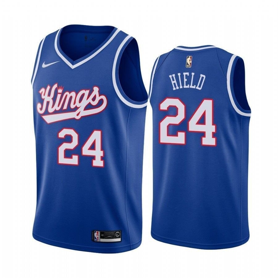 Men's Sacramento Kings Buddy Hield #24 Blue Throwback Basketball Jersey