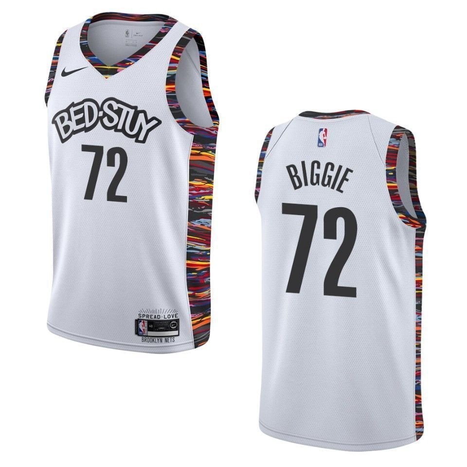 Men's Brooklyn Nets 72 Biggie Smalls City Jersey White Multicolor Sizes S-3XL