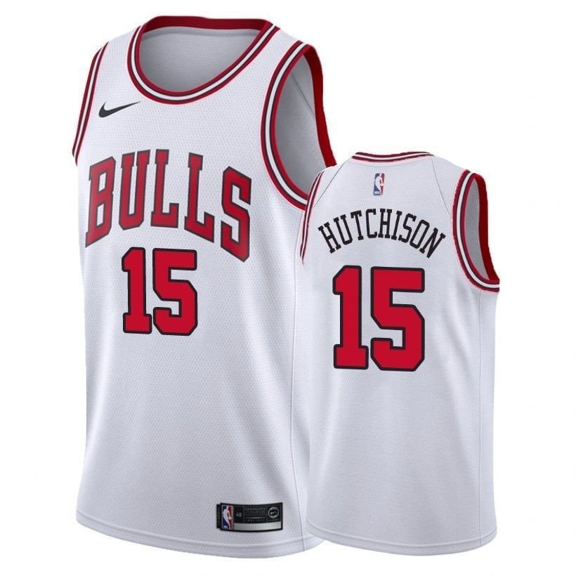 Men's Chandler Hutchison Bulls #15 Association White Jersey