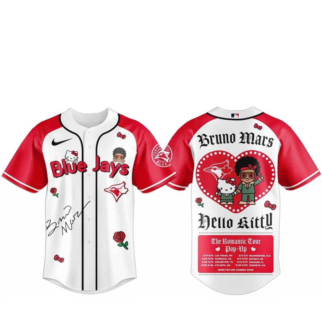 Baseball Team Bruno Mars x Hello Kitty 2026 The Romantic Tour Baseball Jersey