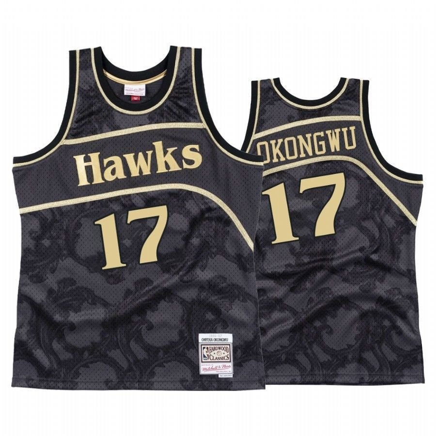 Men's Onyeka Okongwu 17 Atlanta Hawks Black Toile NBA Jersey