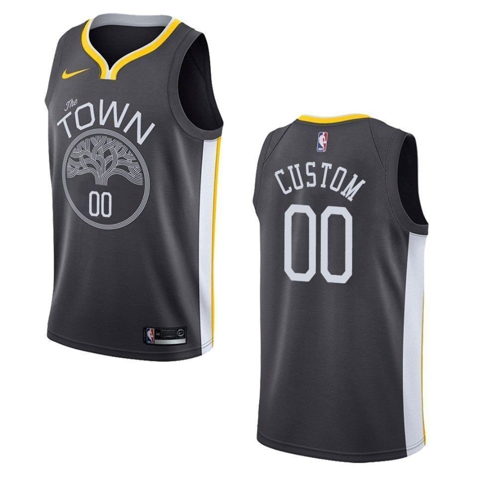 Men's Golden State Warriors 00 Custom Statement Swingman Jersey Black