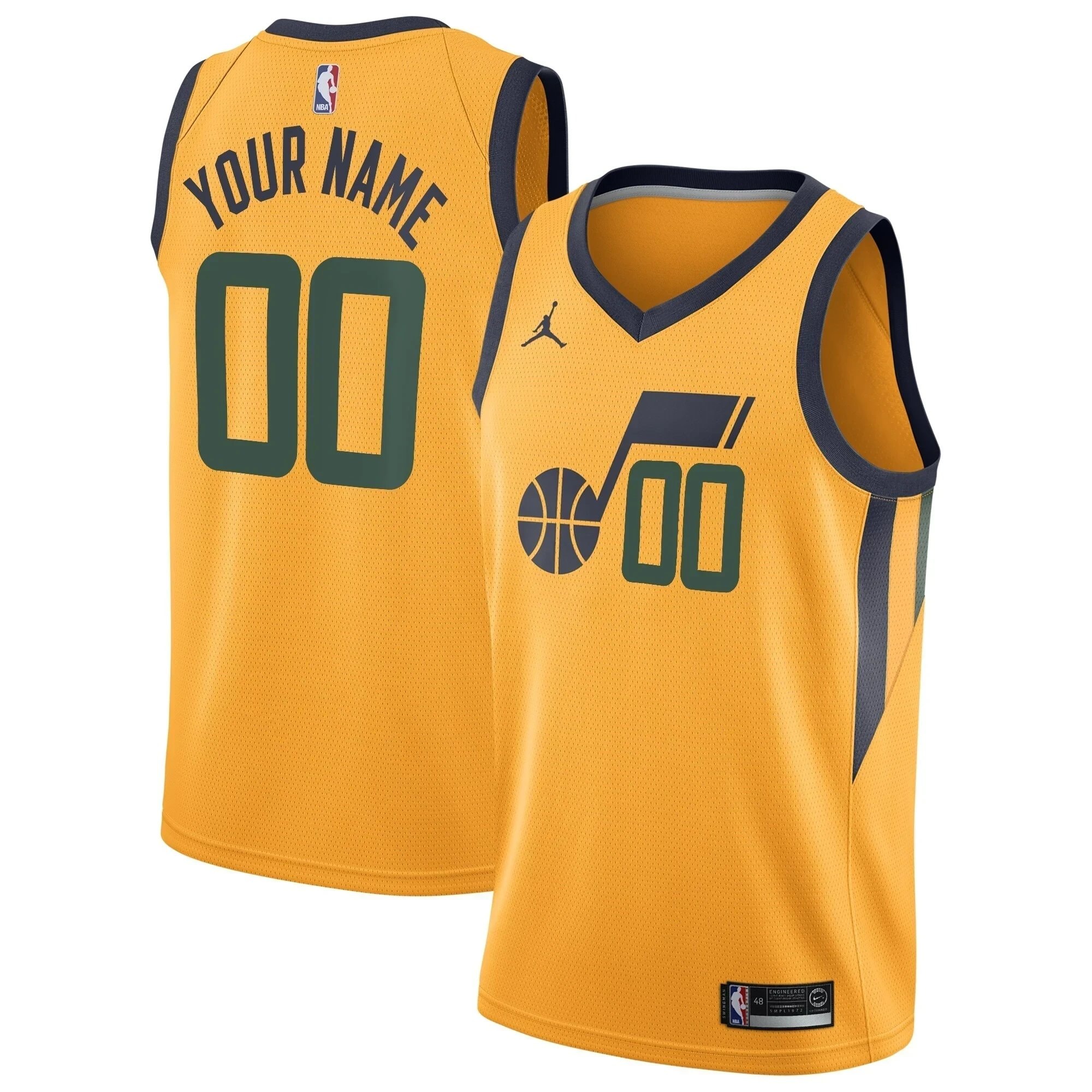 Utah Jazz Swingman Custom Jersey Statement Edition Gold Unisex