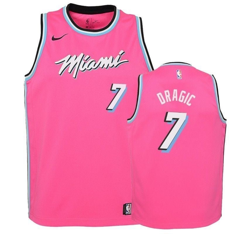 Youth Heat Goran Dragic 7 2018-19 Earned Pink Jersey - Unisex 100% Polyester S-3XL