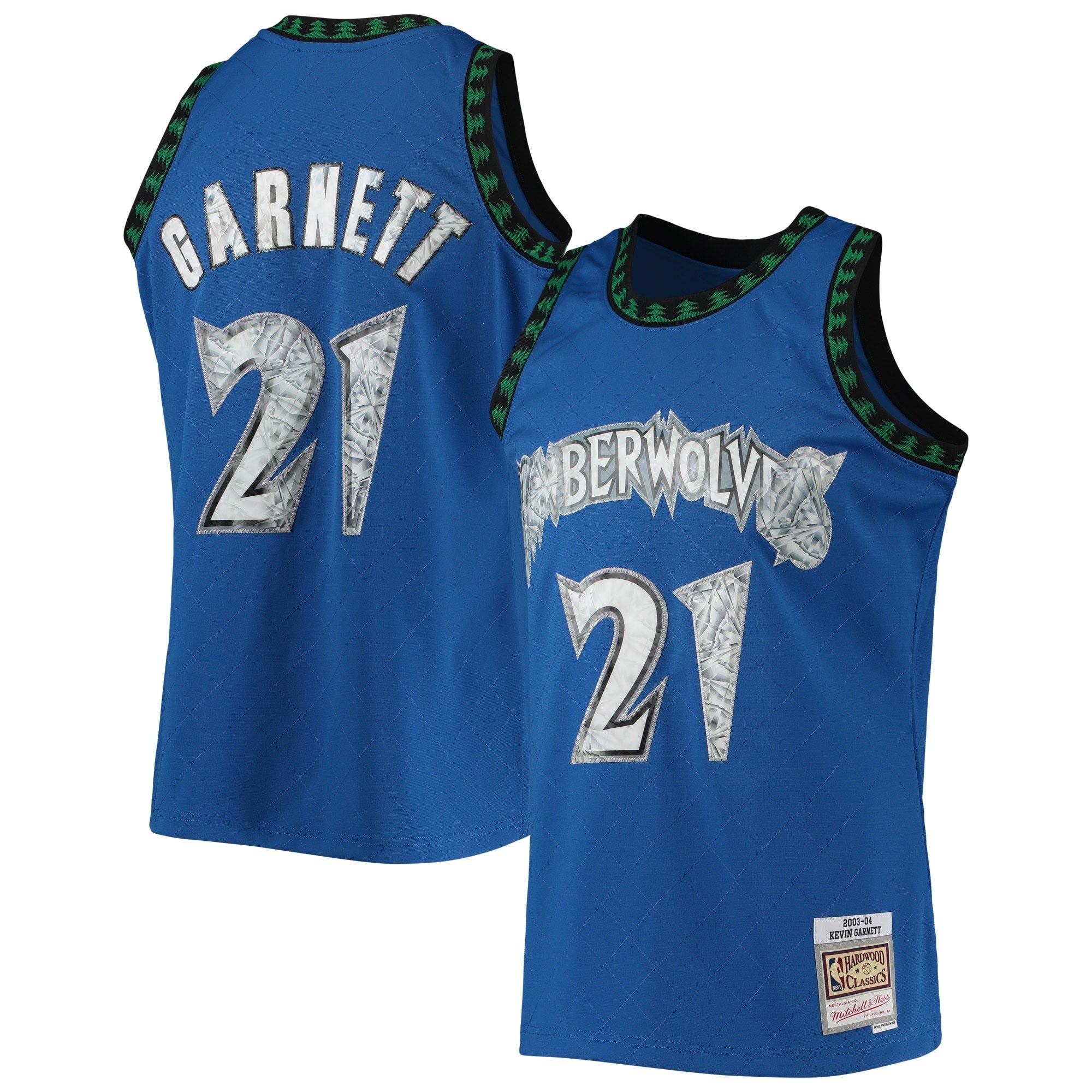 Men's Mitchell & Ness Kevin Garnett Blue Minnesota Timberwolves 2003/04 Hardwood Classics NBA 75th Anniversary Jersey