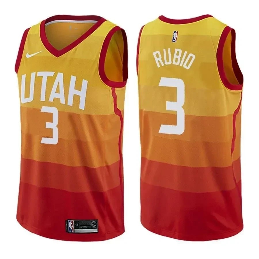 Jazz Ricky Rubio 3 City Edition Gold Basketball Jersey - Unisex Adult Sizes S-3XL