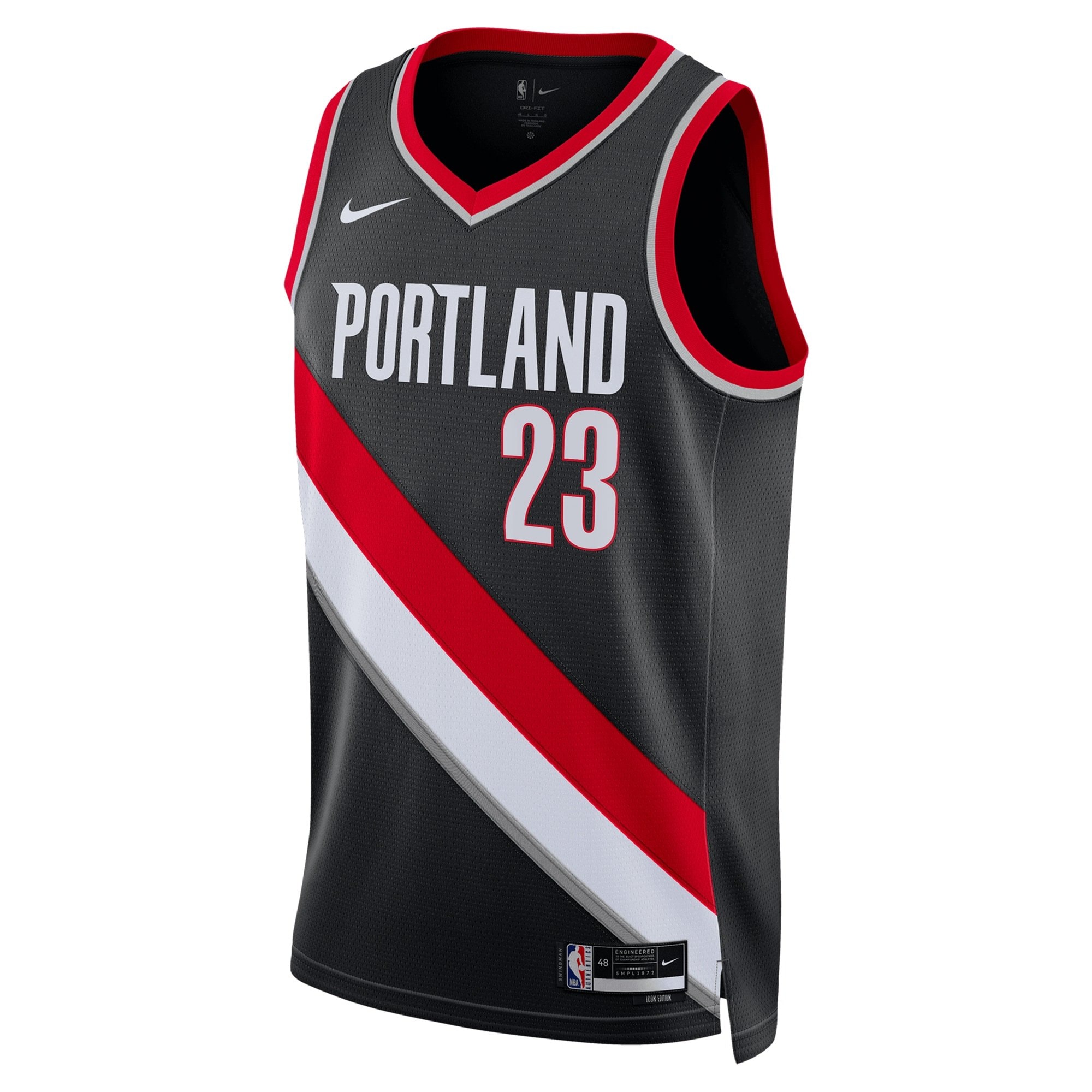 Portland Trailblazers Icon Swingman Jersey Black Donovan Clingan Unisex
