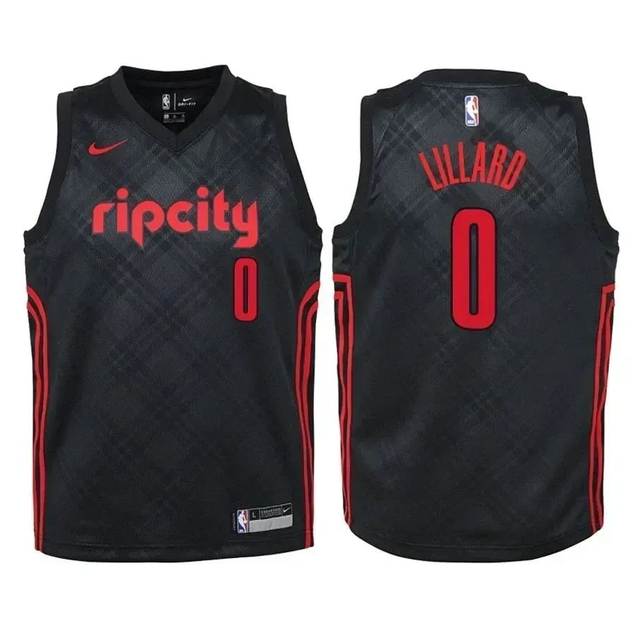 Youth Blazers Damian Lillard 0 City Edition Black Jersey - Unisex Multicolor Basketball Jersey
