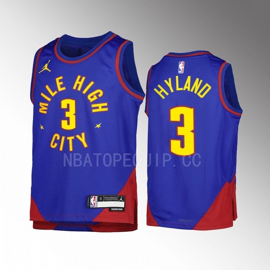 Basketball Team Bones Hyland 3 Statement Edition Blue Youth Men Jersey Swingman
