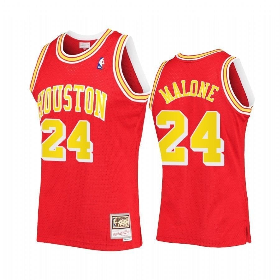 Men's Moses Malone 24 Basketball Team Red Hardwood Classics Jersey