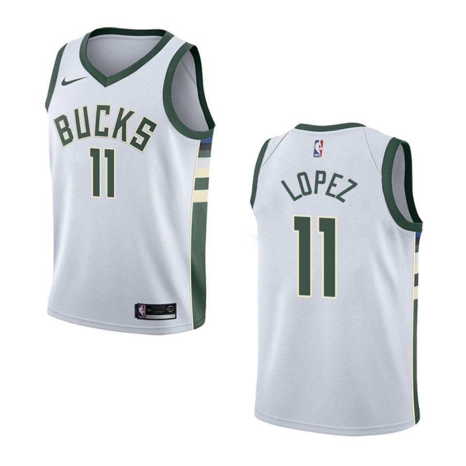 Men's Milwaukee Bucks Brook Lopez #11 Association Swingman Jersey White