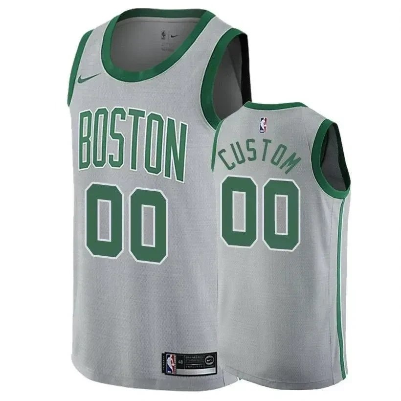 Celtics Custom #00 City Gray Unisex Basketball Jersey - Adult Sizes S-3XL