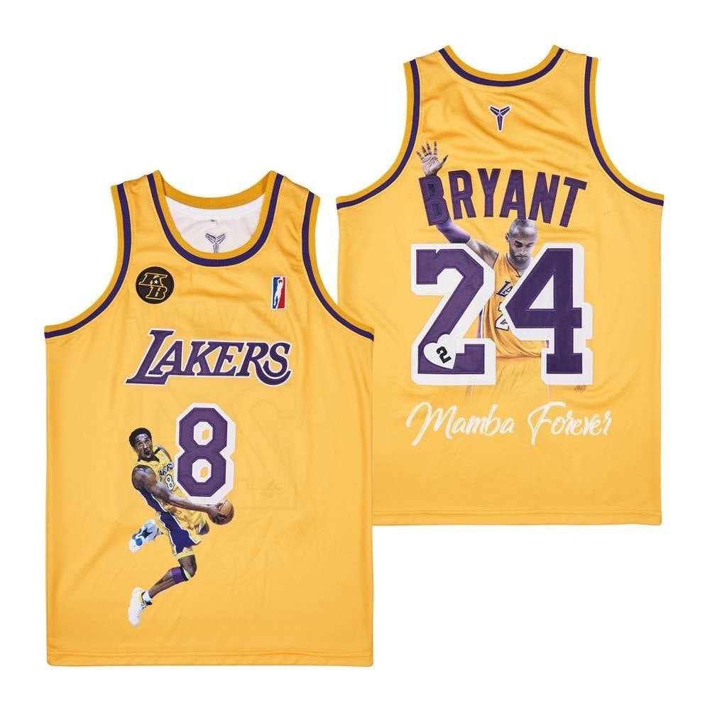 Kobe Bryant 24 Los Angeles Lakers Mamba Forever Swingman Jersey Yellow Unisex