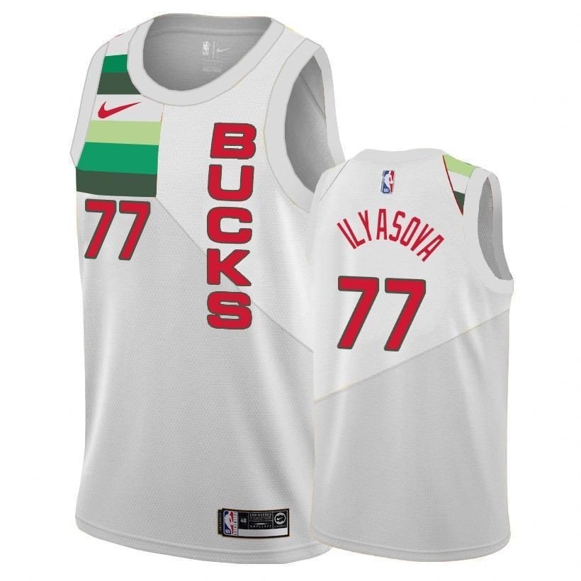 Men's Bucks Ersan Ilyasova #77 Earned Edition White Basketball Jersey