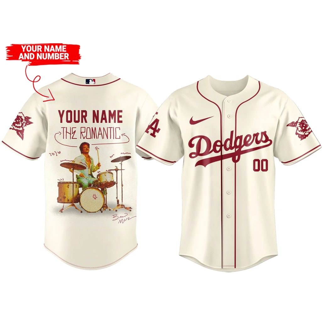 Custom Name and Number Baseball Team x Bruno Mars The Romantic Tour 2026 Baseball Jersey