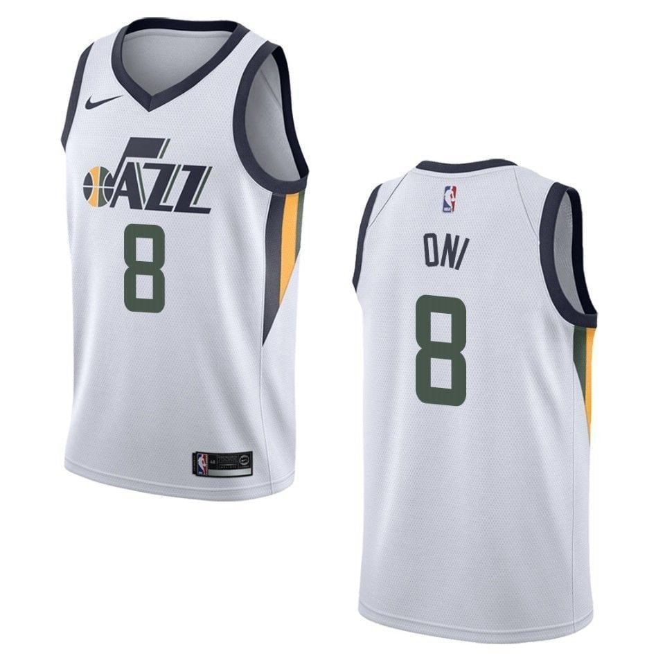 Men's Utah Jazz 8 Miye Oni Association Swingman Jersey White