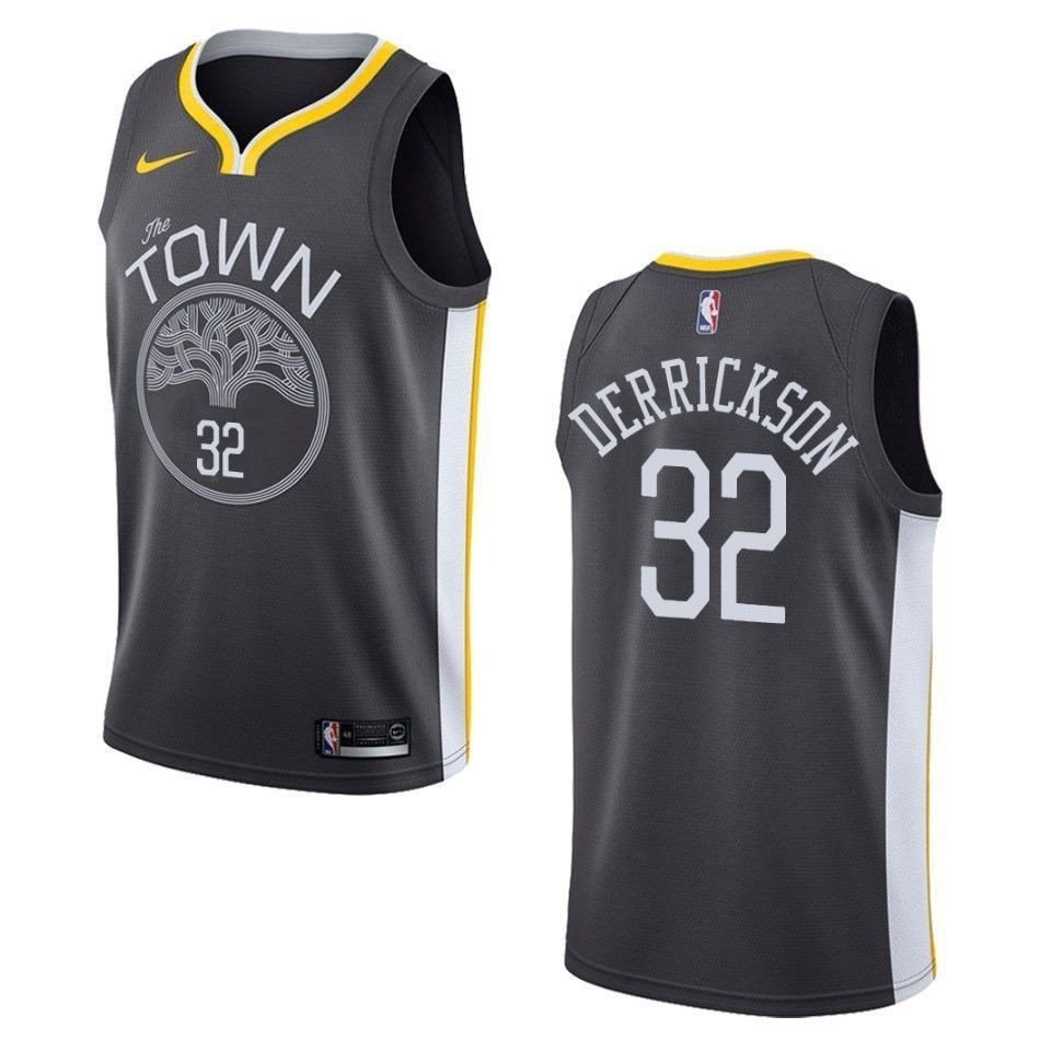 Men's Golden State Warriors 32 Marcus Derrickson Statement Swingman Jersey Black