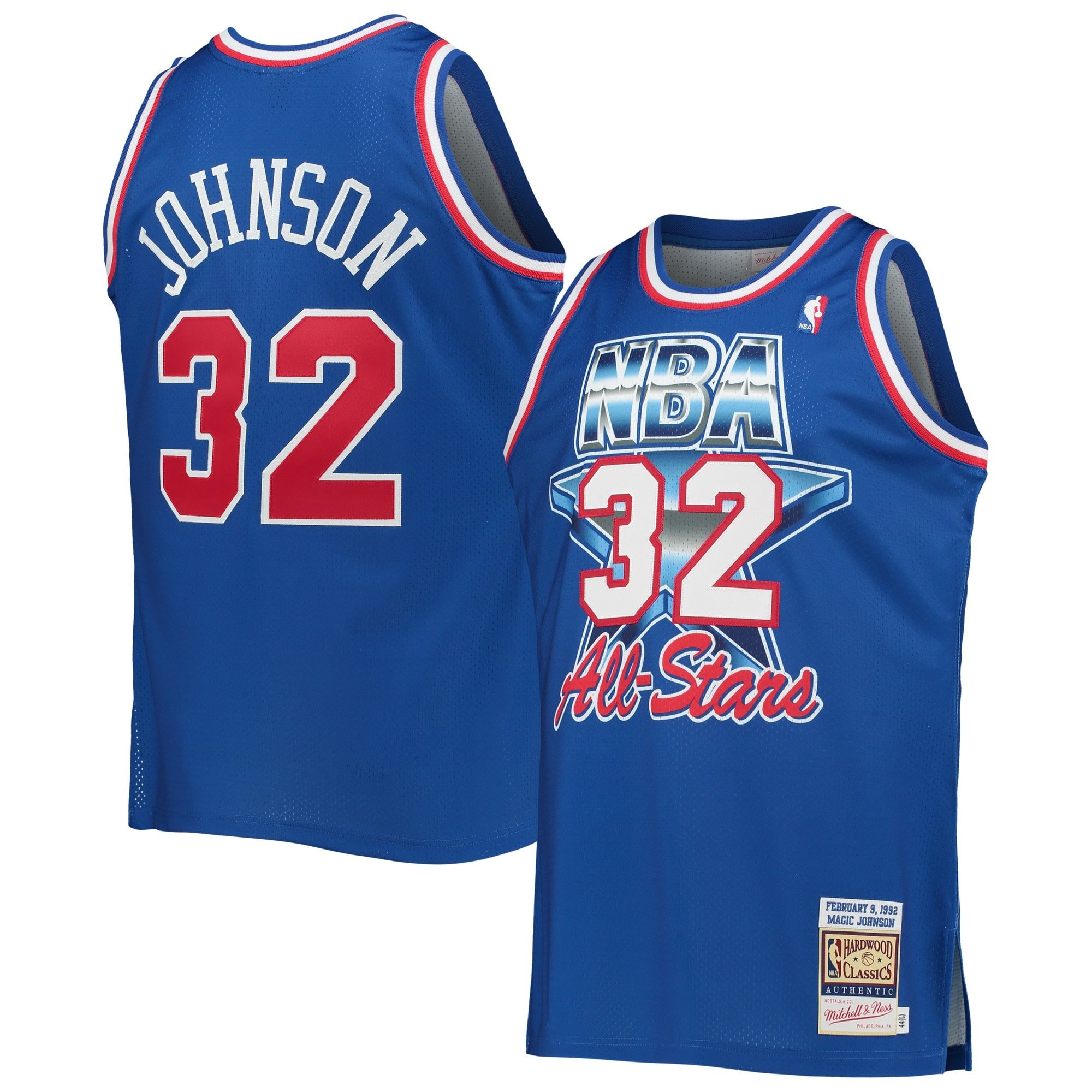 Men's Mitchell & Ness Magic Johnson Royal Western Conference 1992 NBA All-Star Game Jersey