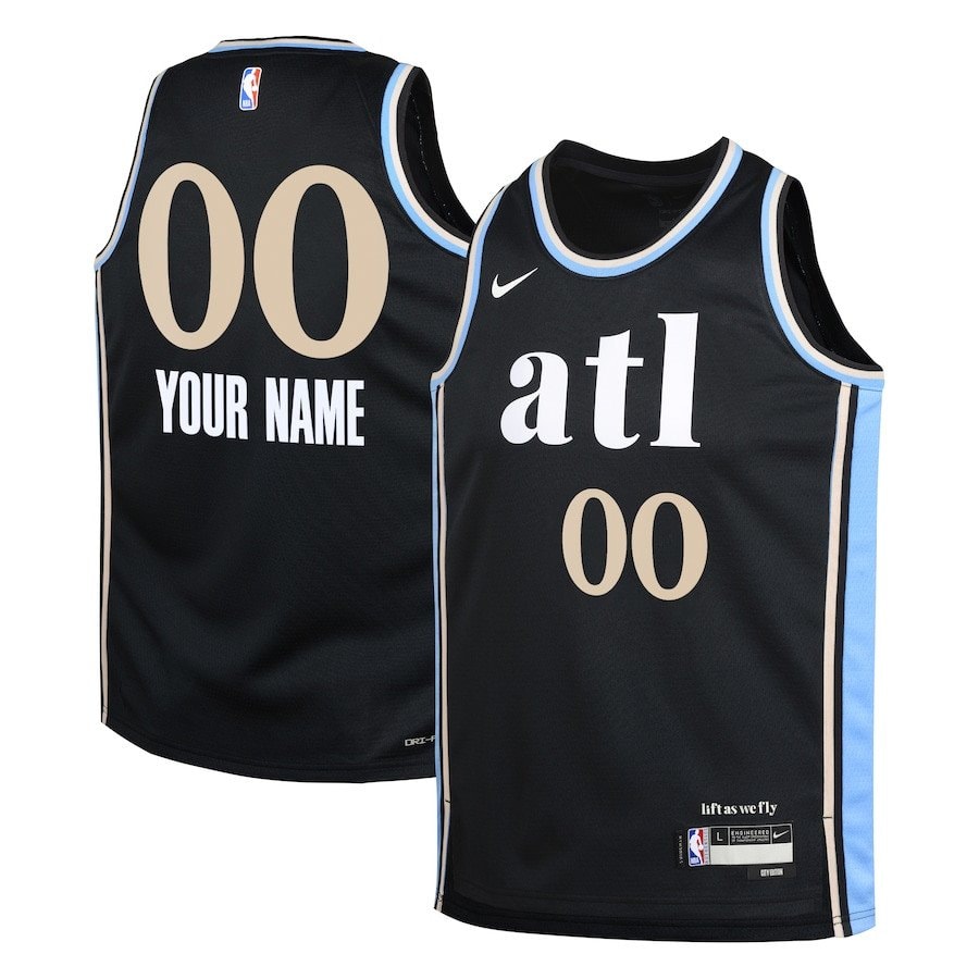 Atlanta Hawks 2023/24 City Edition Swingman Custom Youth Jersey Black - 100% Polyester