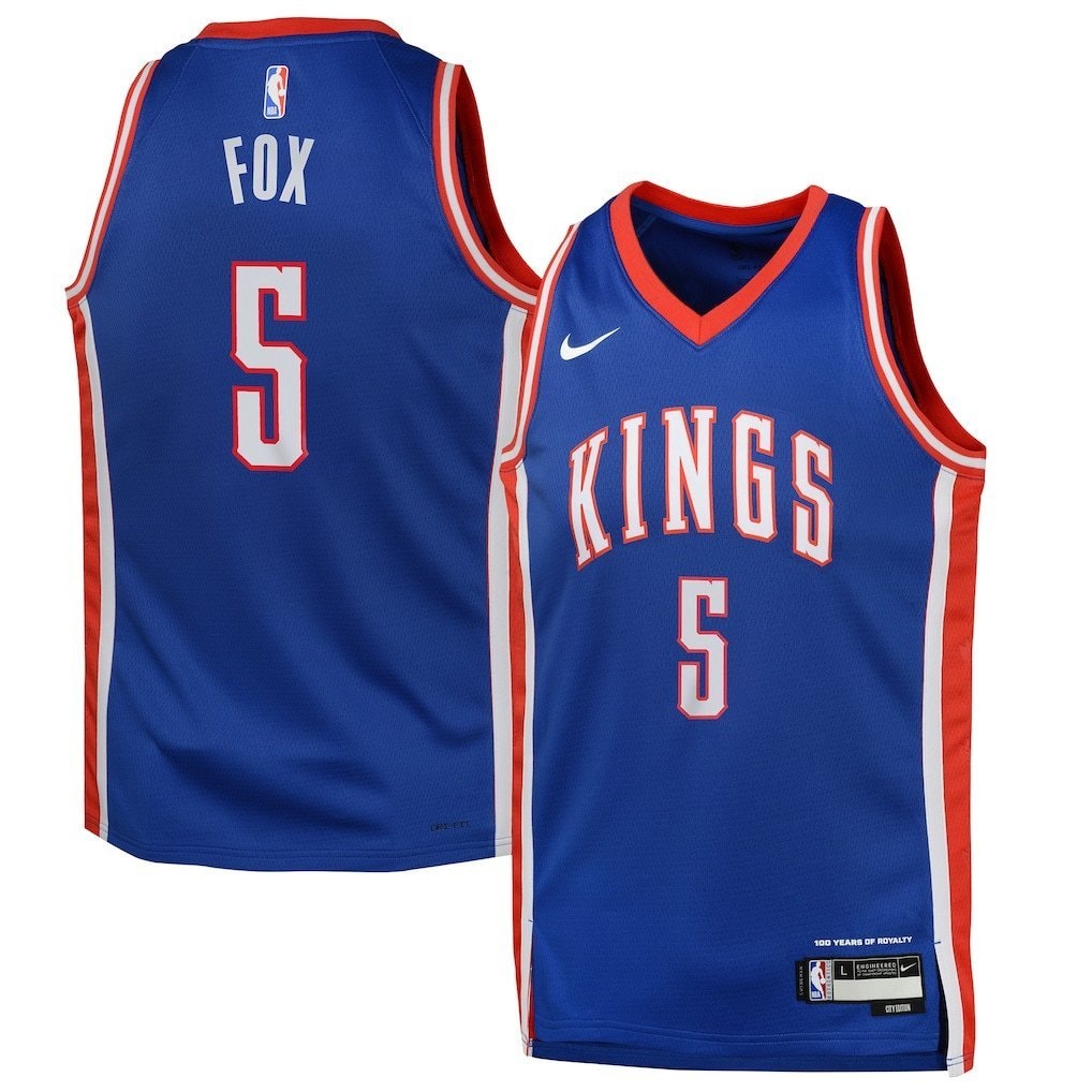De'Aaron Fox 5 Sacramento Kings 2024/25 Youth Swingman Jersey City Edition Blue