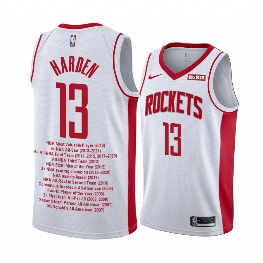 Men's James Harden Career Awards Houston Rockets White Jersey S-3XL