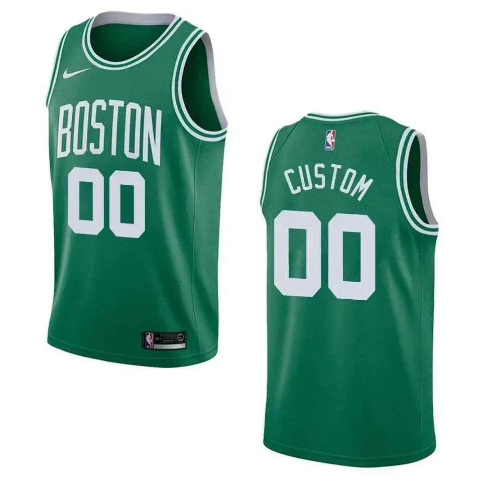 Men's Boston Celtics 00 Custom Icon Swingman Jersey Green Multicolor