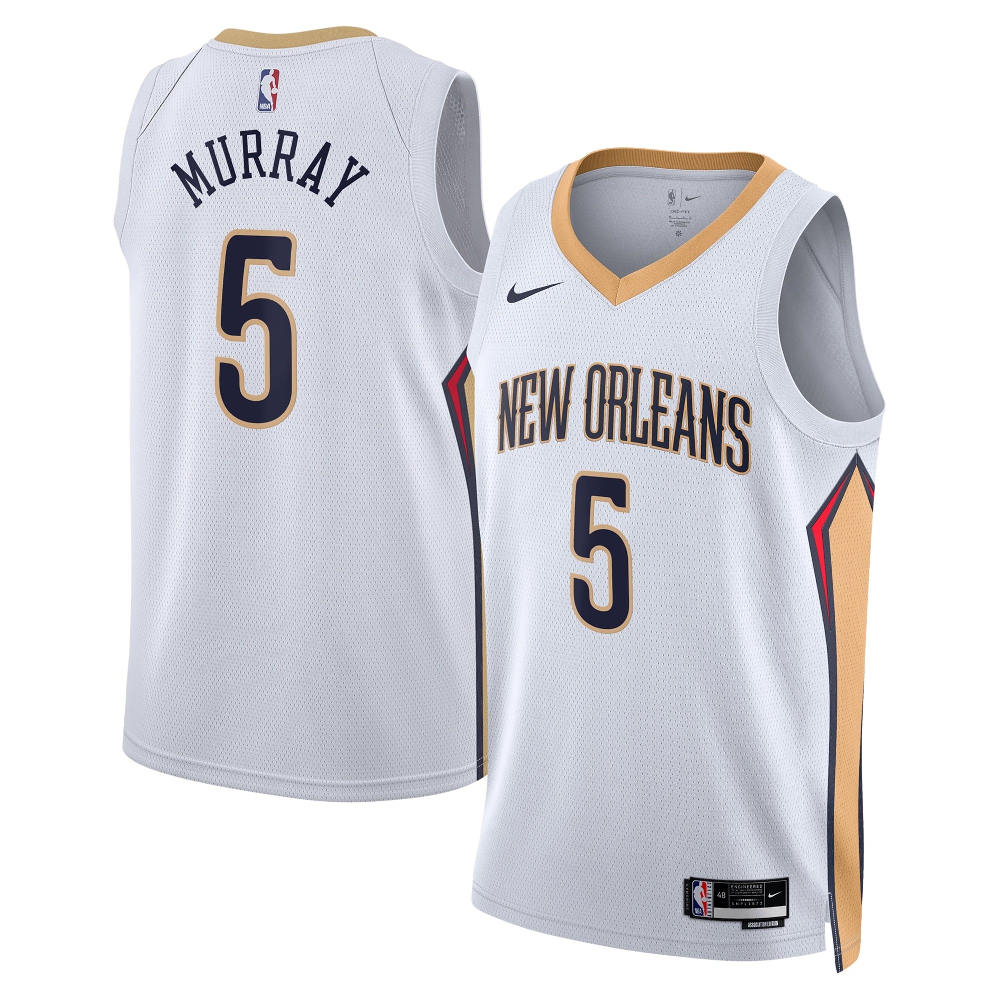New Orleans Pelicans Association Edition Swingman Jersey White Dejounte Murray Unisex