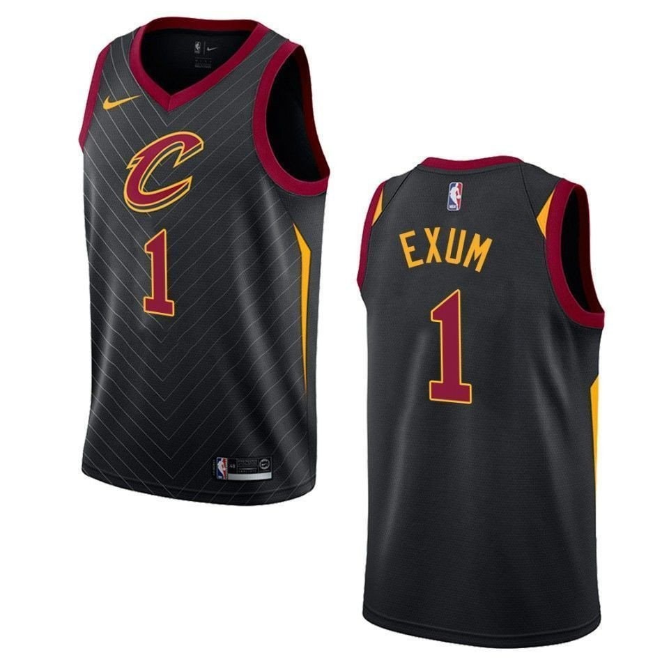 Men's Cleveland Cavaliers Dante Exum Statement Swingman Jersey Black Multi Color