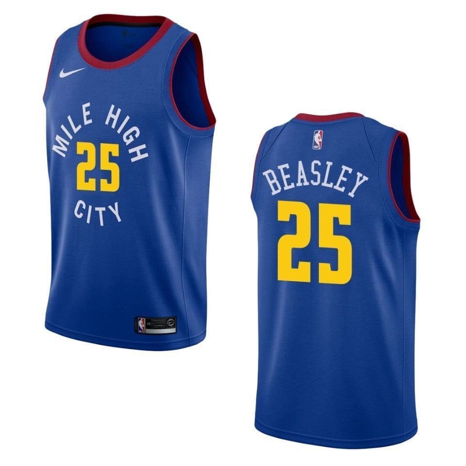 Men's Denver Nuggets 25 Malik Beasley Statement Swingman Jersey Blue