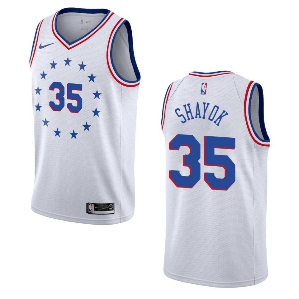 Men's Philadelphia 76ers Marial Shayok #35 Earned Swingman Jersey White
