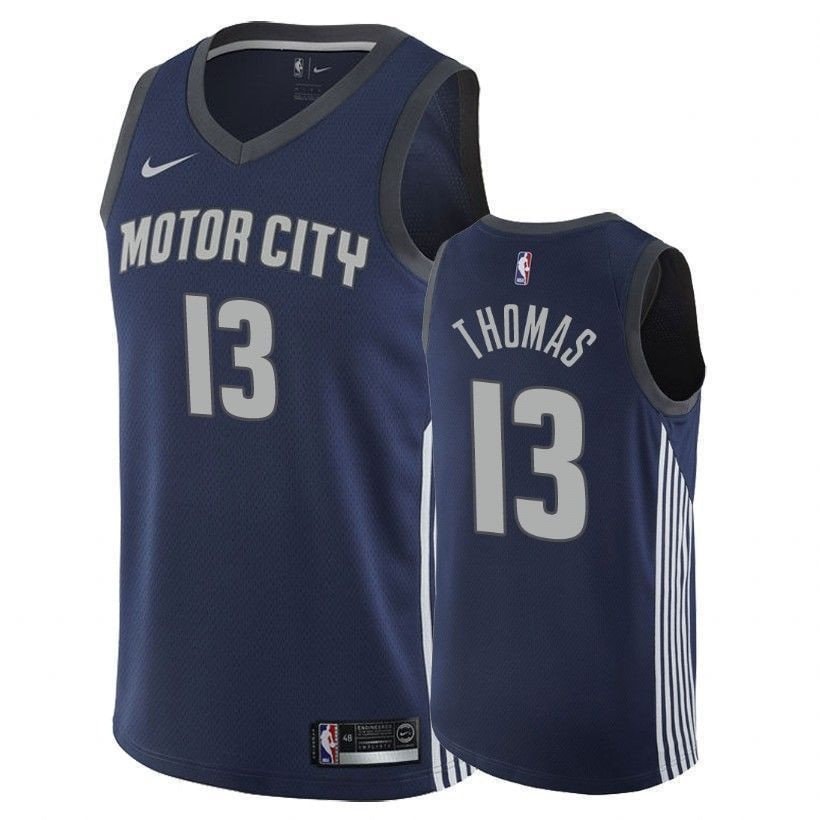 Detroit Pistons Khyri Thomas #13 City Navy NBA Jersey Unisex Adult