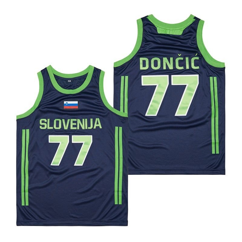 Luka Doncic 77 Slovenia Swingman Jersey Navy Green Unisex