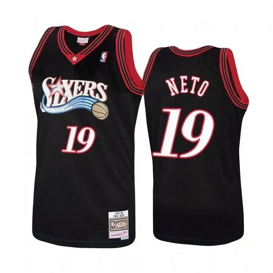 Men's Philadelphia 76ers Raul Neto Hardwood Classics Black Jersey S-3XL
