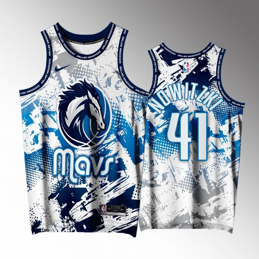 Dirk Nowitzki 41 Basketball Team White Printing Men Jersey Splash City Exclusive Edition