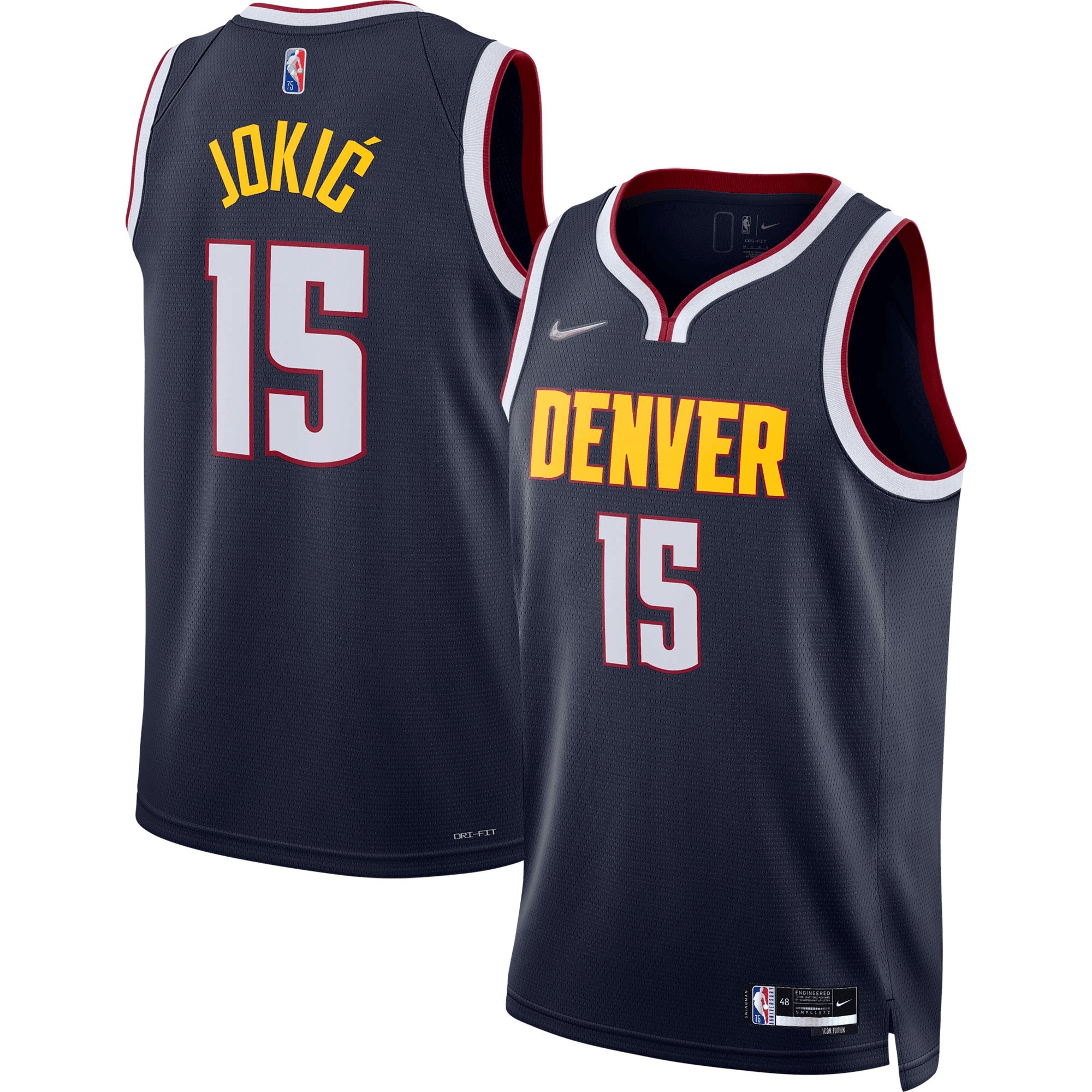 Nikola Jokic Basketball Team Diamond Swingman Jersey - Icon Edition - Navy Jersey